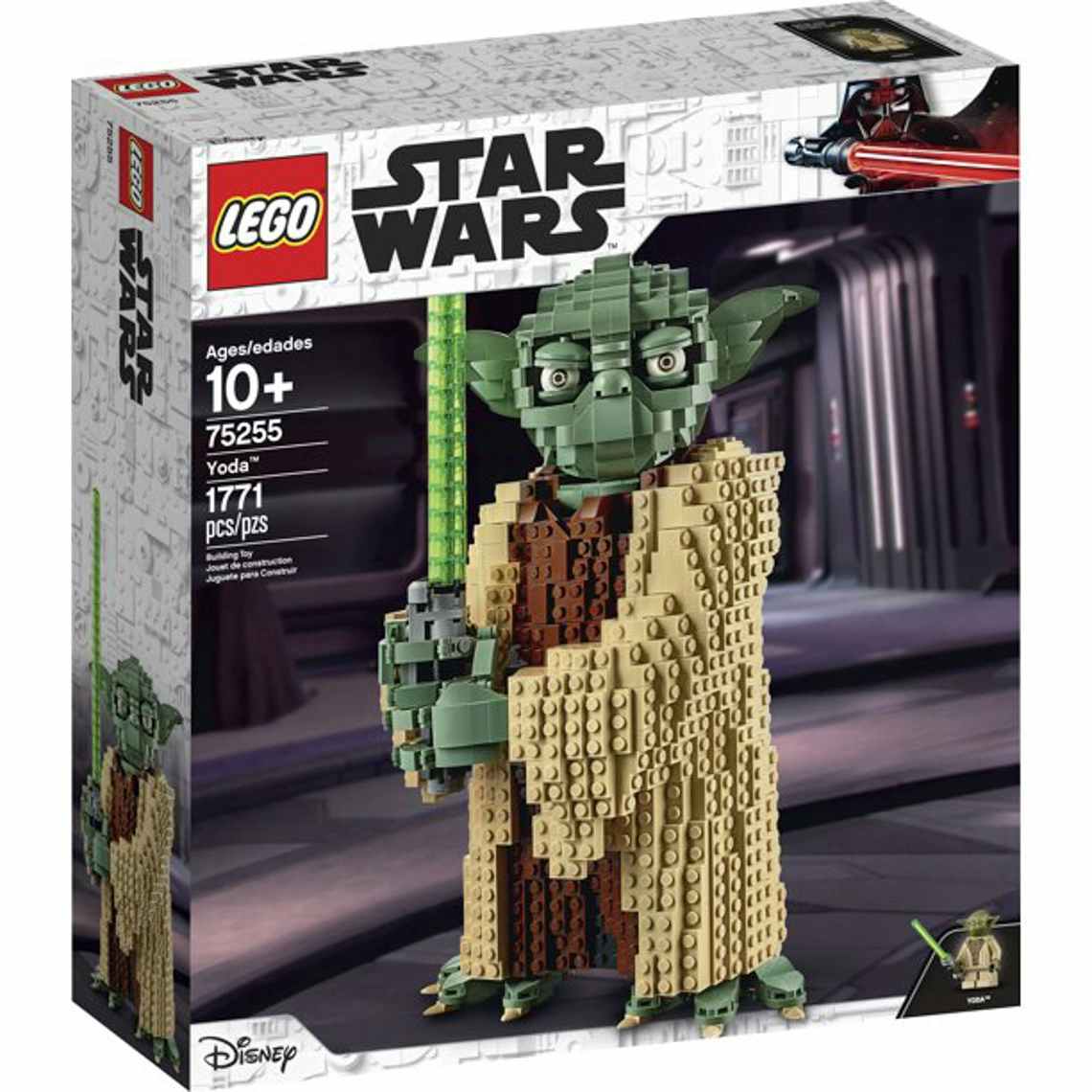 stock photo of lego star wars yoda set on white background