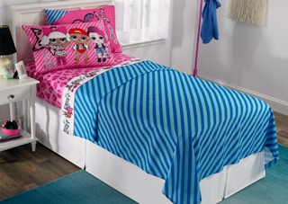 stocj photo of lol surprise bedding set staged in room