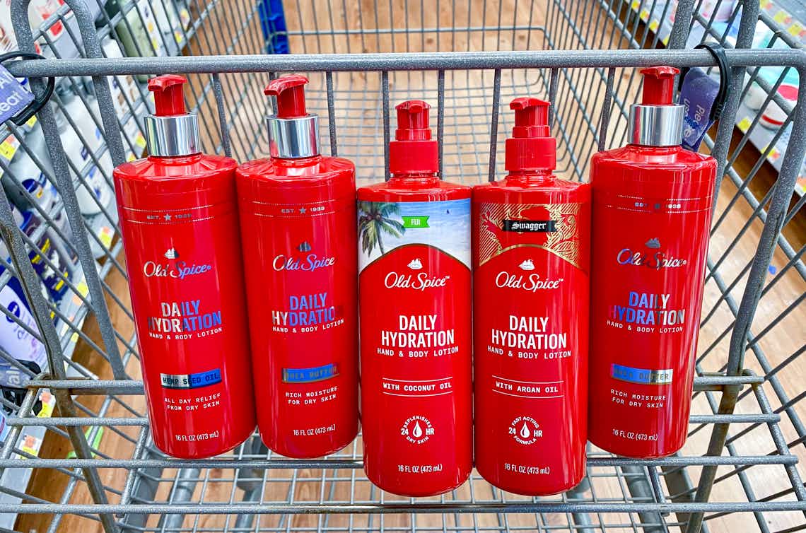 old spice hand and body lotion in walmart cart