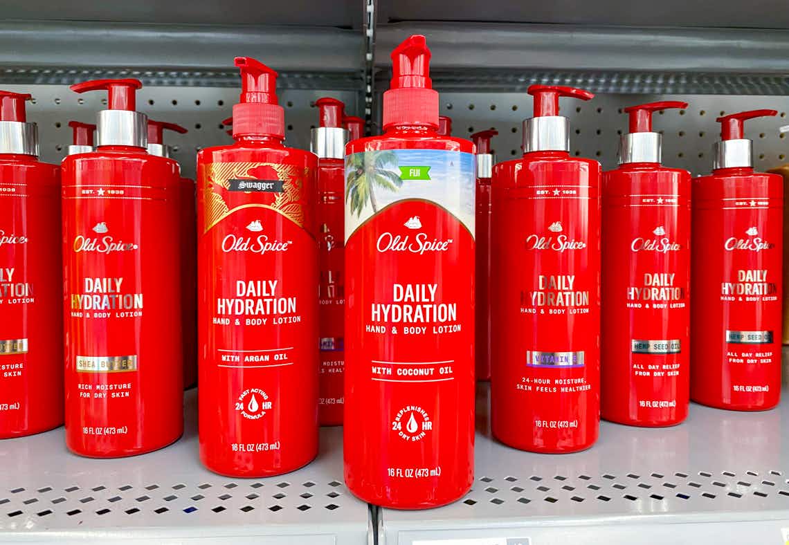 old spice hand and body lotion on walmart shelf