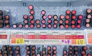 revlon lustrous lipsticks in walmart display