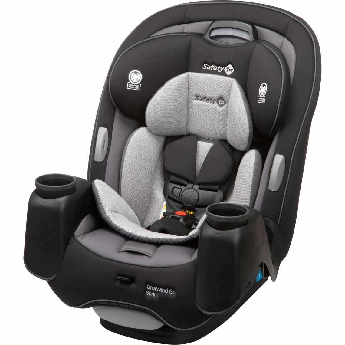 stock photo of safety first car seat on white background