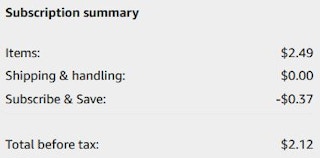 An Amazon subscription summary ending in $2.12.
