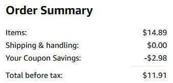 An amazon order summary ending in $11.91.