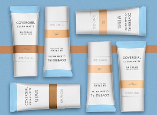 Six containers of Covergirl Clean Matte BB Cream in six shades.