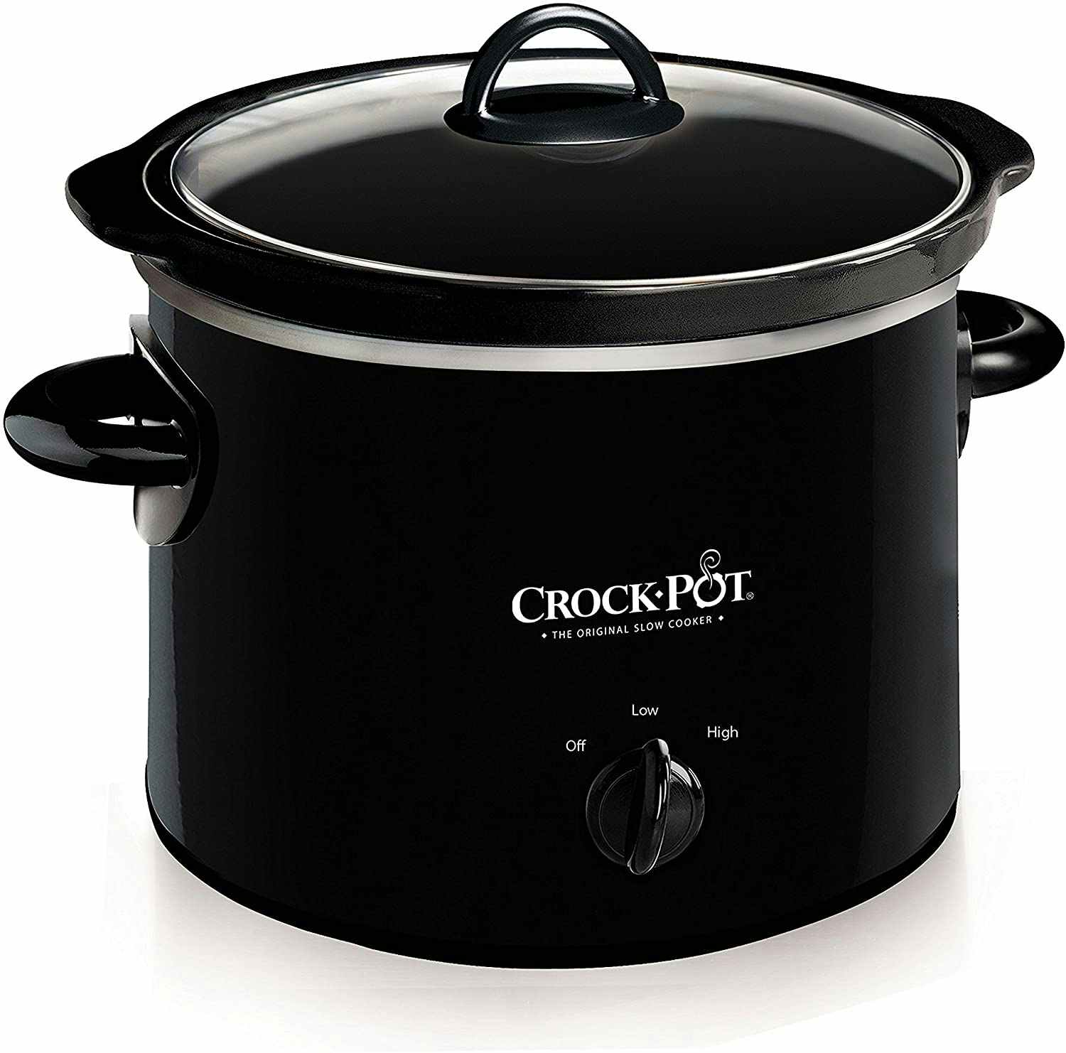 A black compact Crock-Pot.