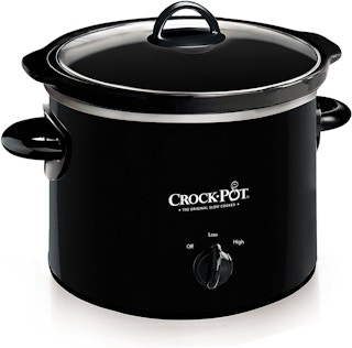 A black compact Crock-Pot.