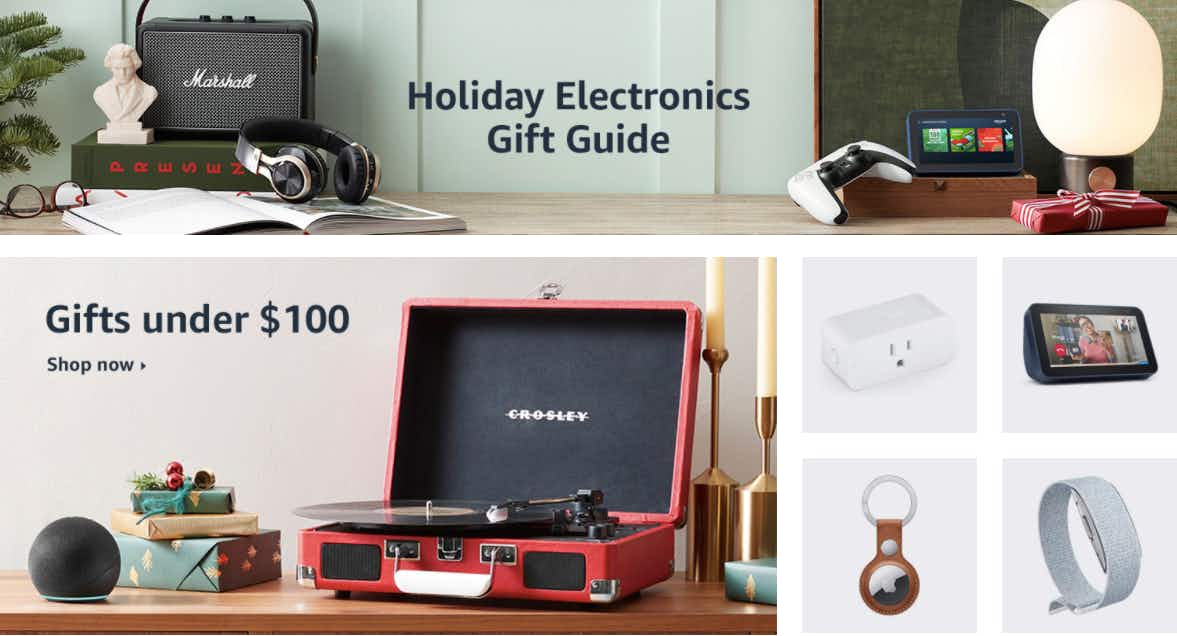Amazon Electronics Holiday Gift Guide screenshot.