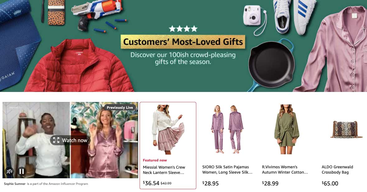 Amazon Holiday Customer Most Loved Gifts screenshot.