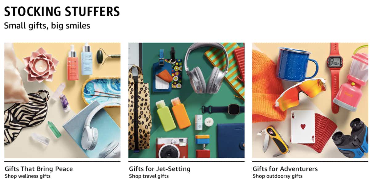 Amazon Holiday Stocking Stuffer Gift Guide screenshot.