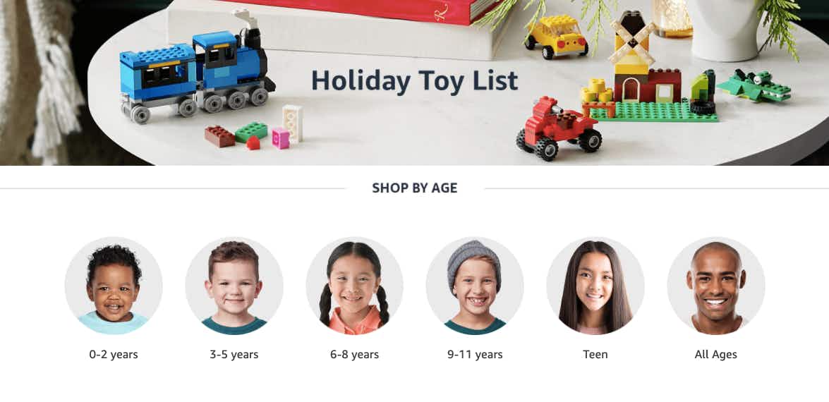 Amazon Holiday Toy Guide for Kids screenshot.