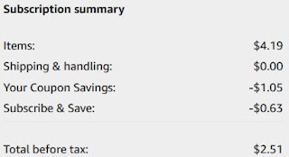 An Amazon subscription summary ending in $2.51.