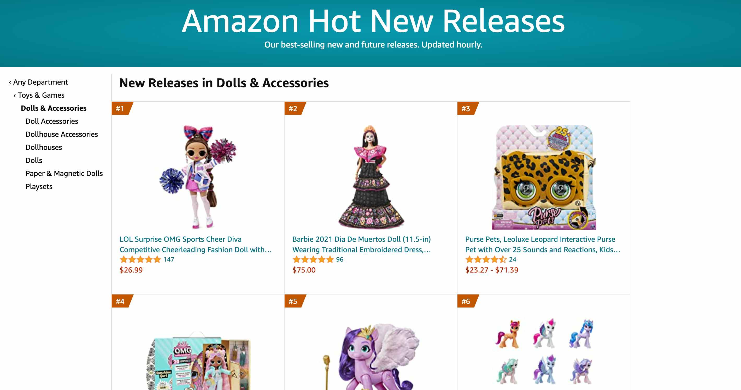 Amazon new releases page showing lol surprise as first one