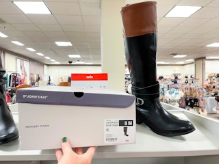 shoe box next to boots