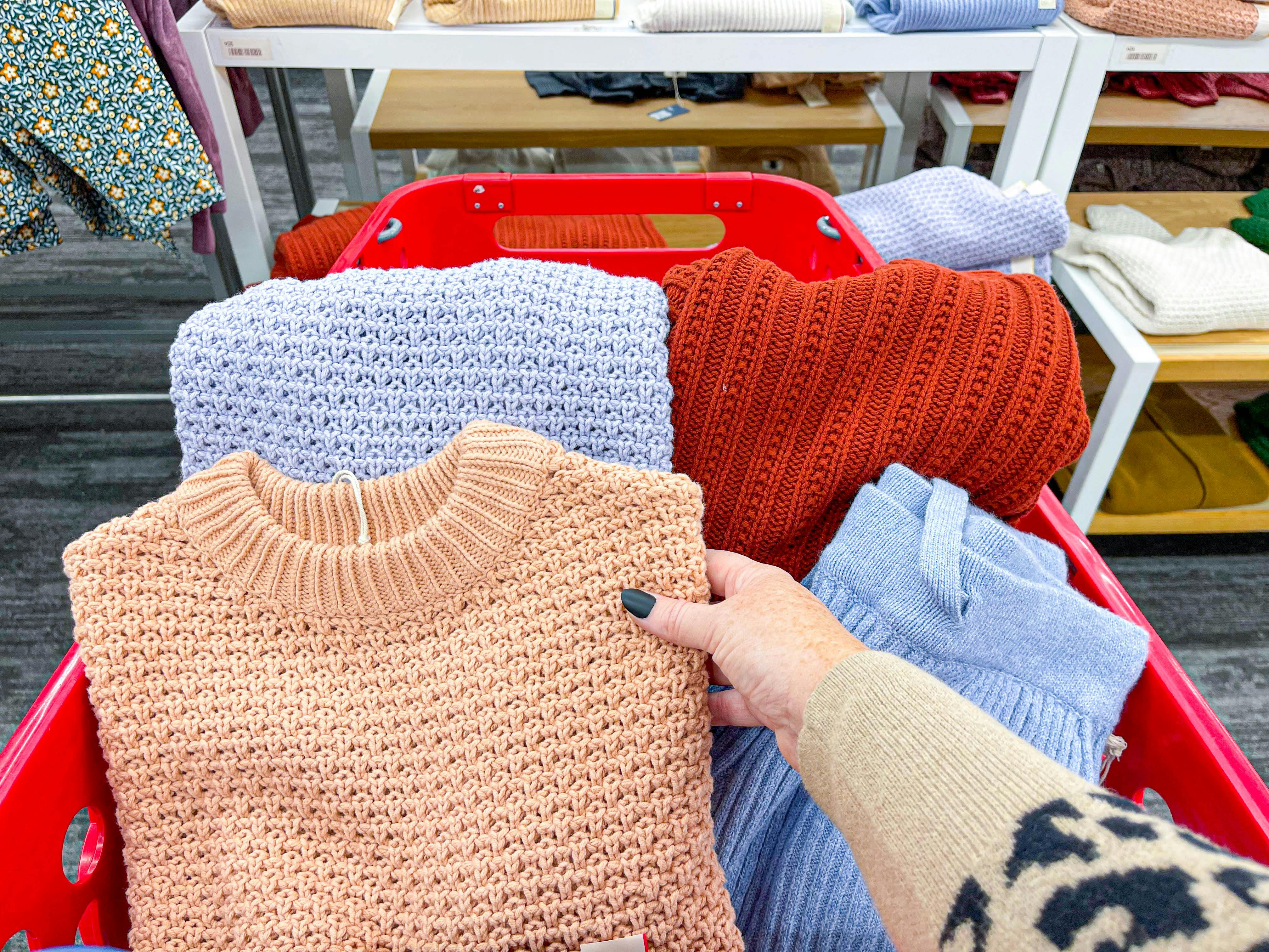 sweaters in cart