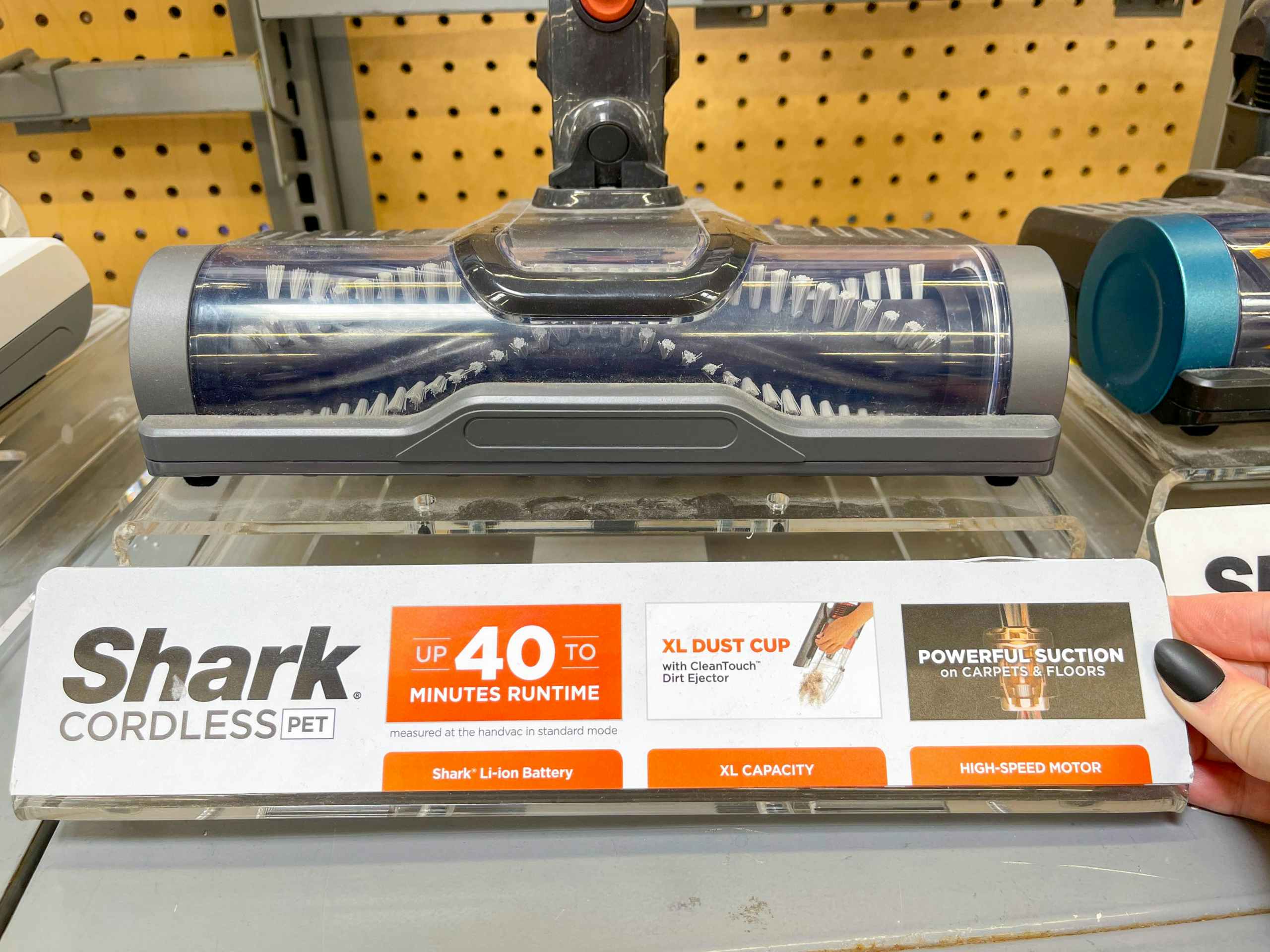 shark cordless pet stick vacuum display