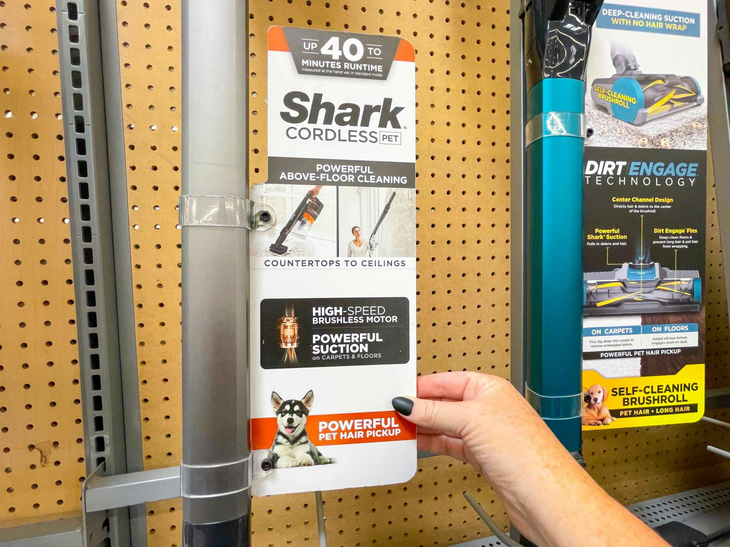 shark cordless pet stick vacuum display
