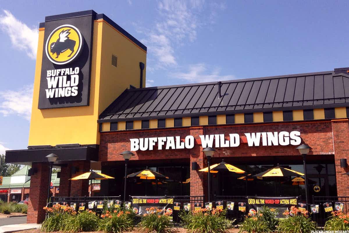 The exterior of a Buffalo Wild Wings restaurant.