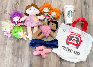 hot mess mama costume supplies on floor