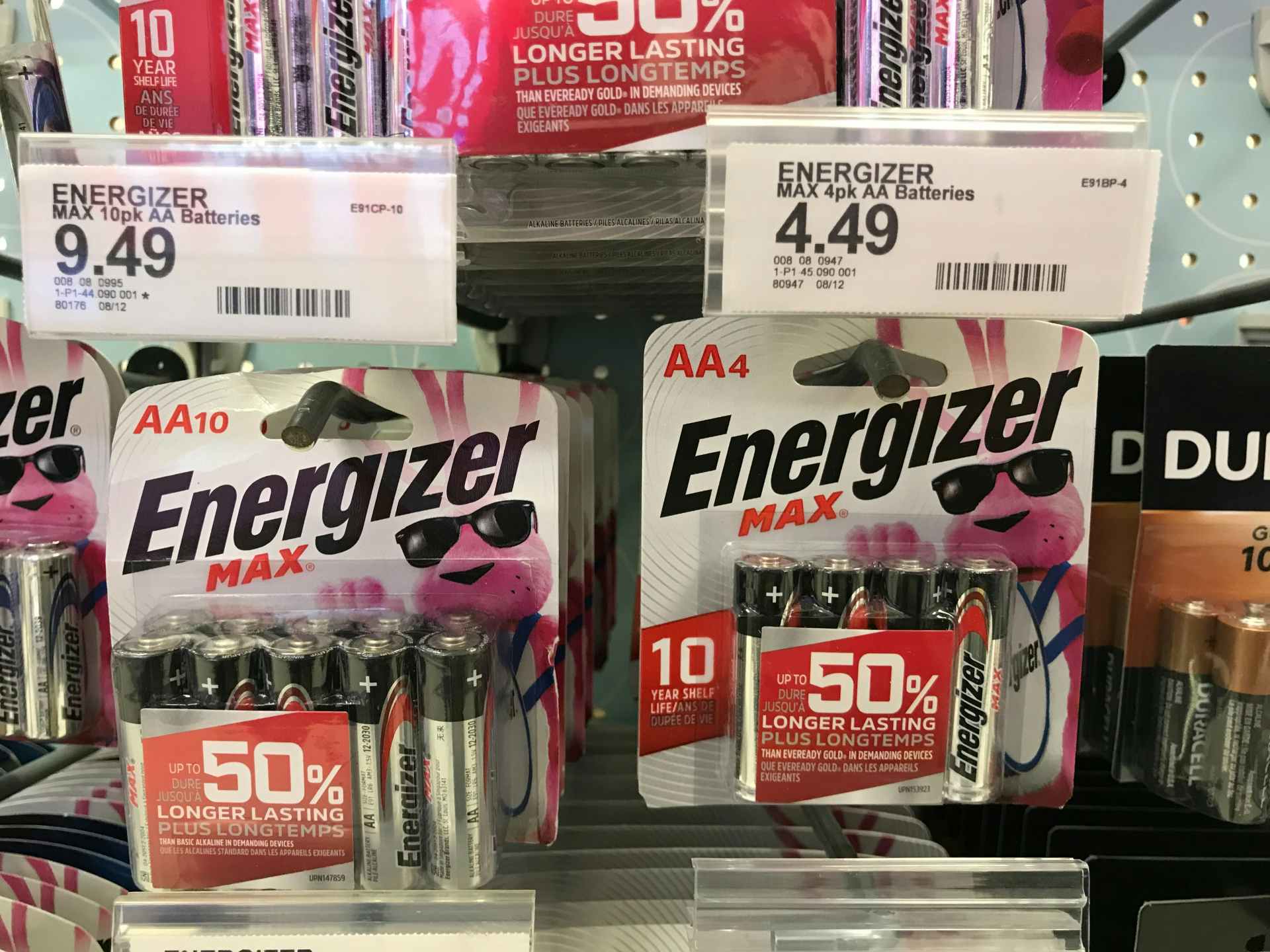 energizer max batteries on a target shelf