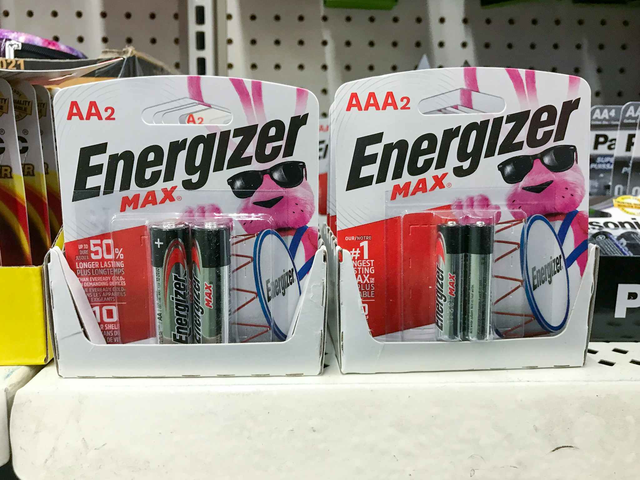 energizer max batteries on a dollar tree shelf