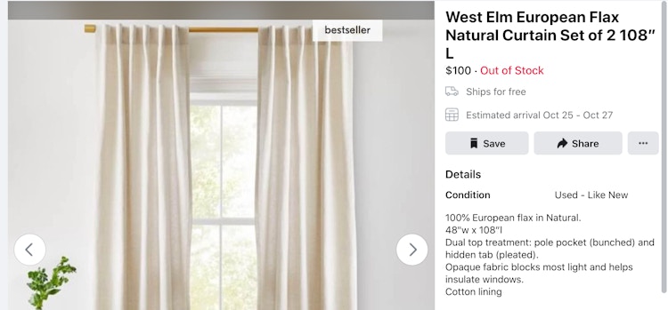 Facebook marketplace curtains