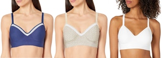 Three women wearing Hanes wireless bras.
