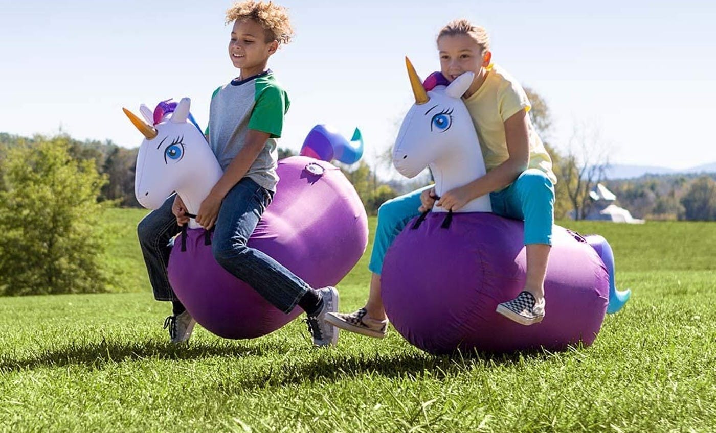 inflatable hop and go unicorn