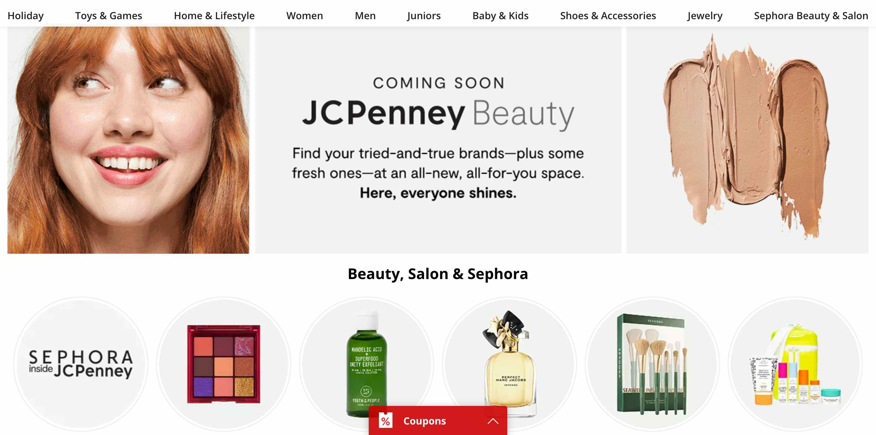 JCPenney Beauty coming soon sign on their website