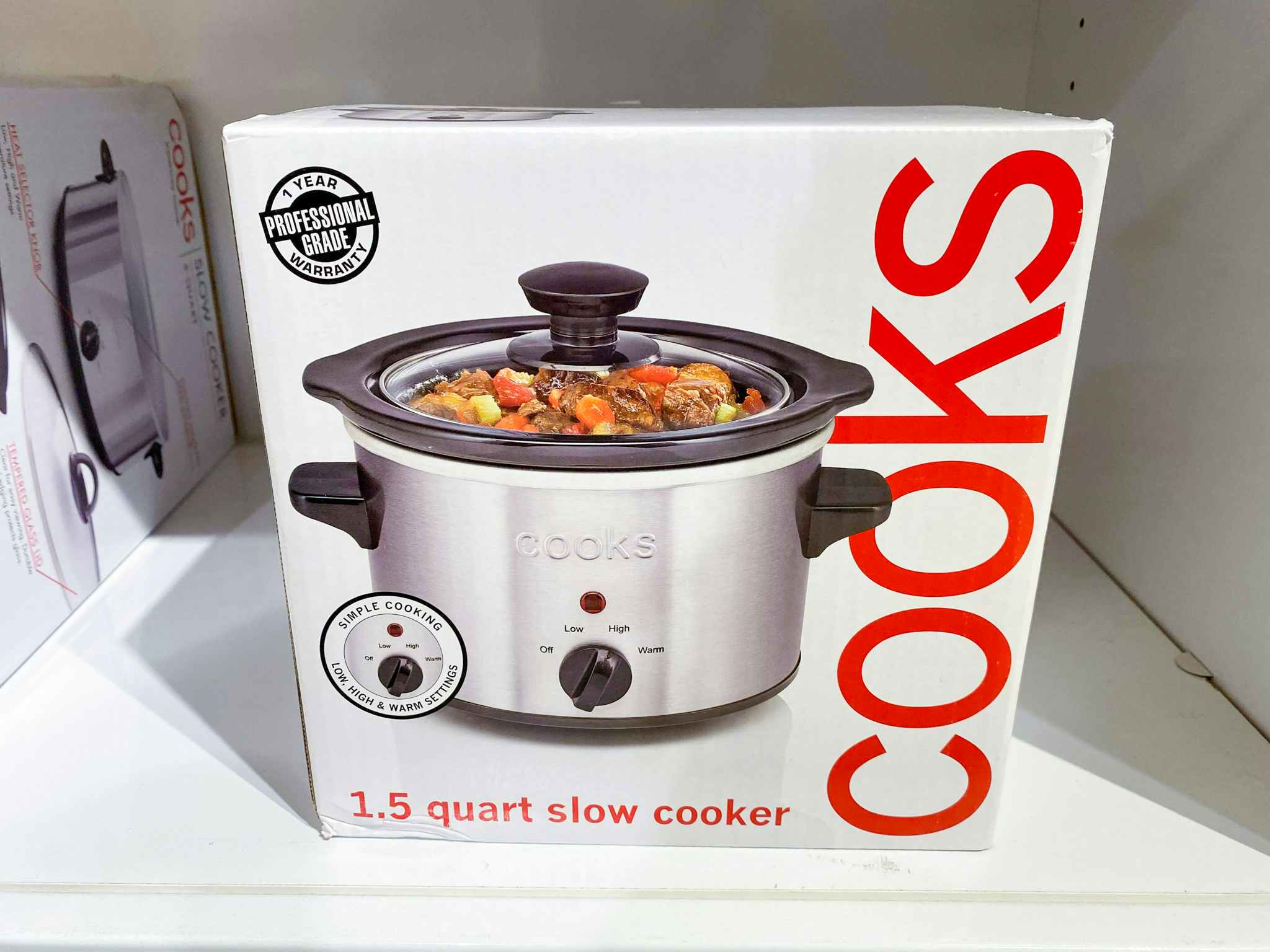 slow cooker on shelf