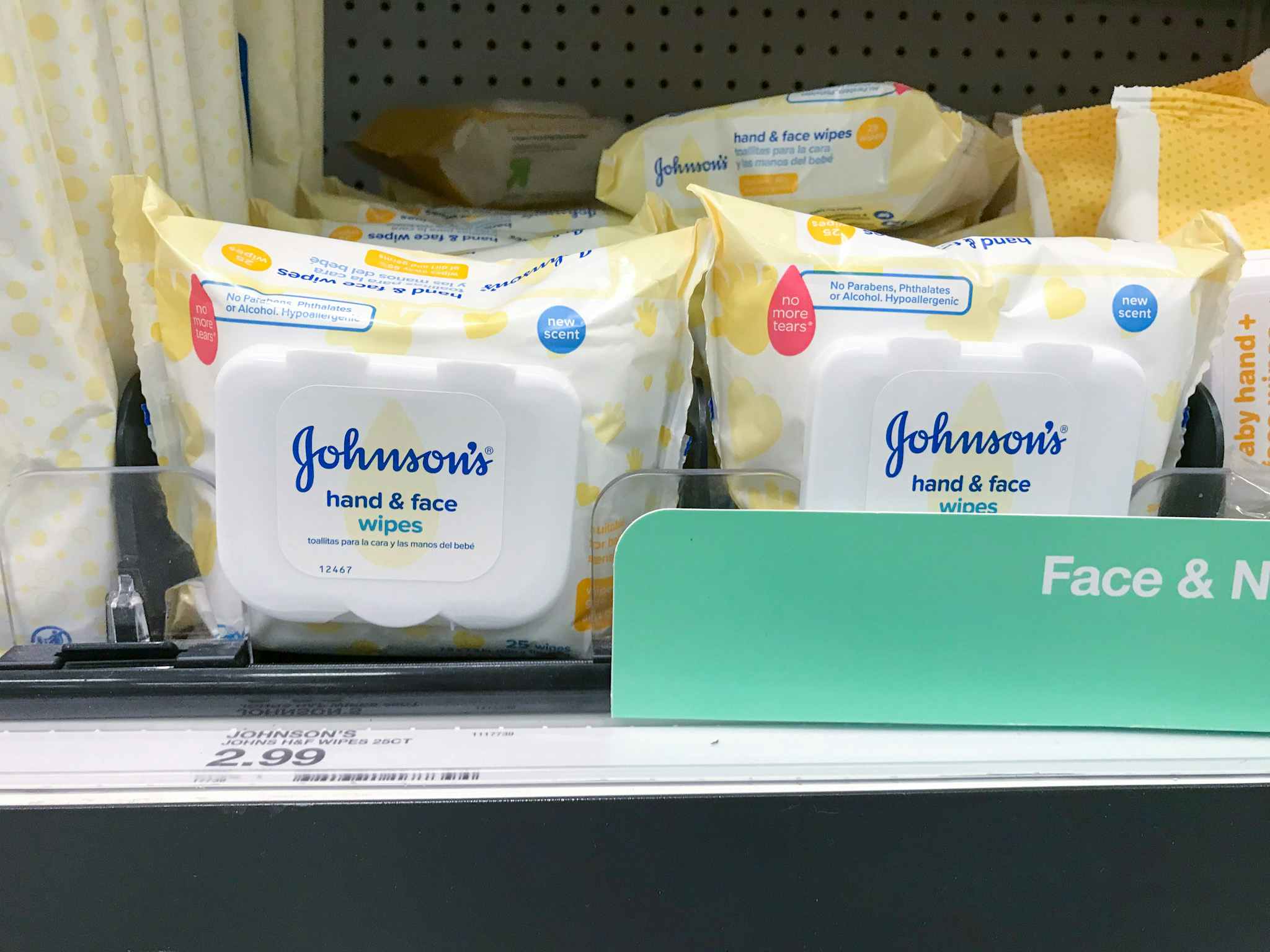 johnson's baby wipes on a target shelf