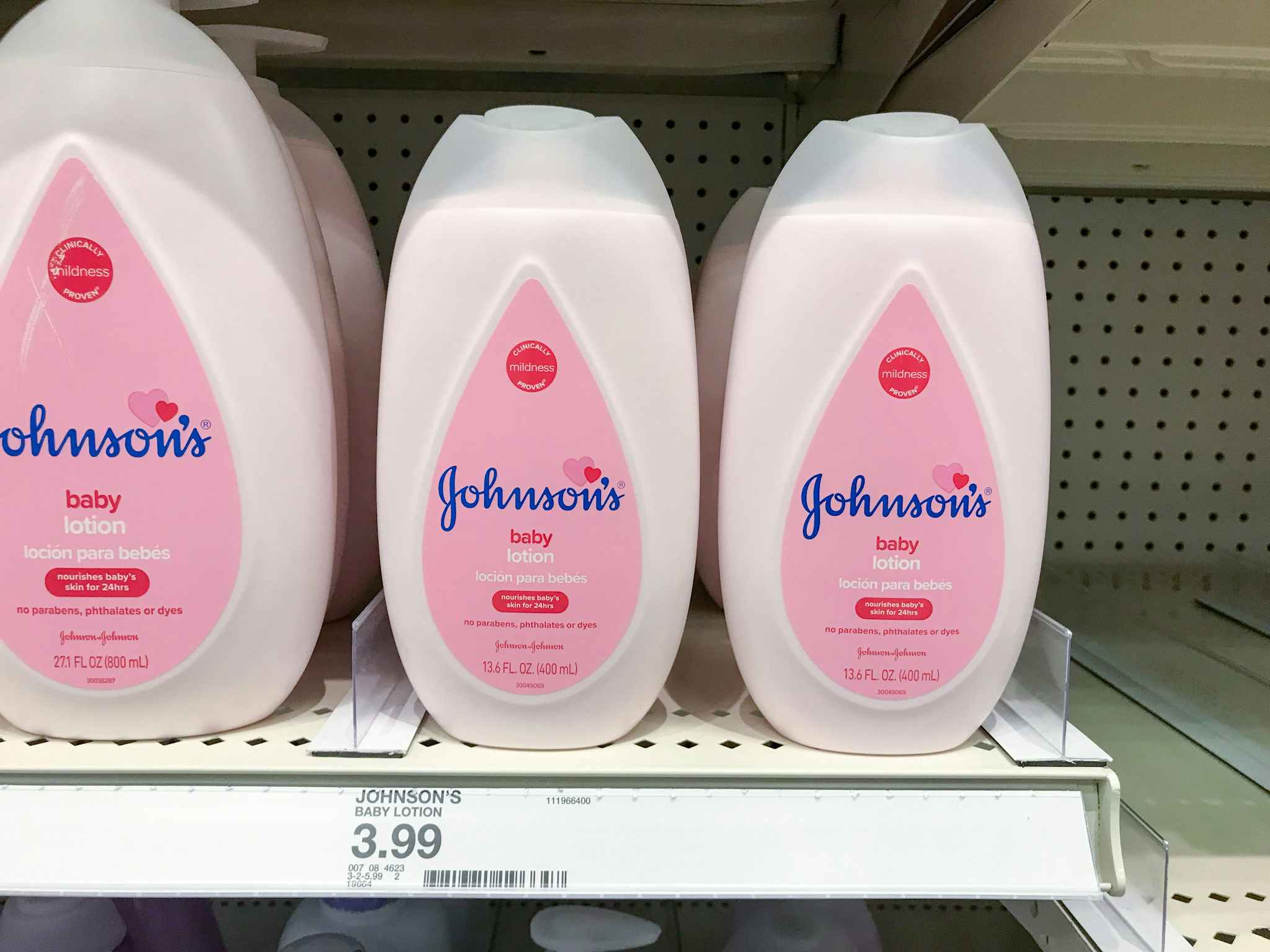 johnson's baby lotion on a target shelf