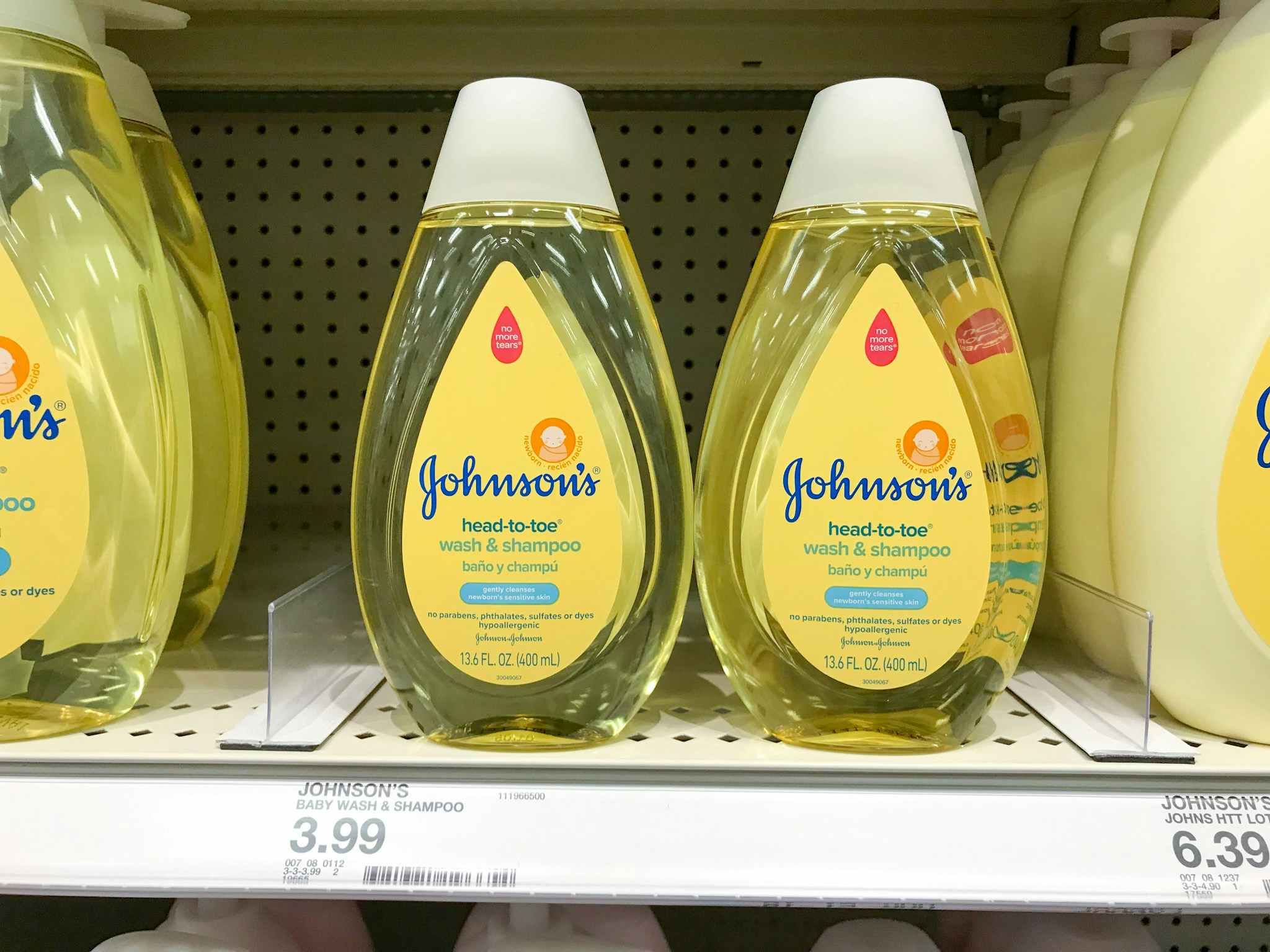 johnson's baby wash and shampoo on a target shelf