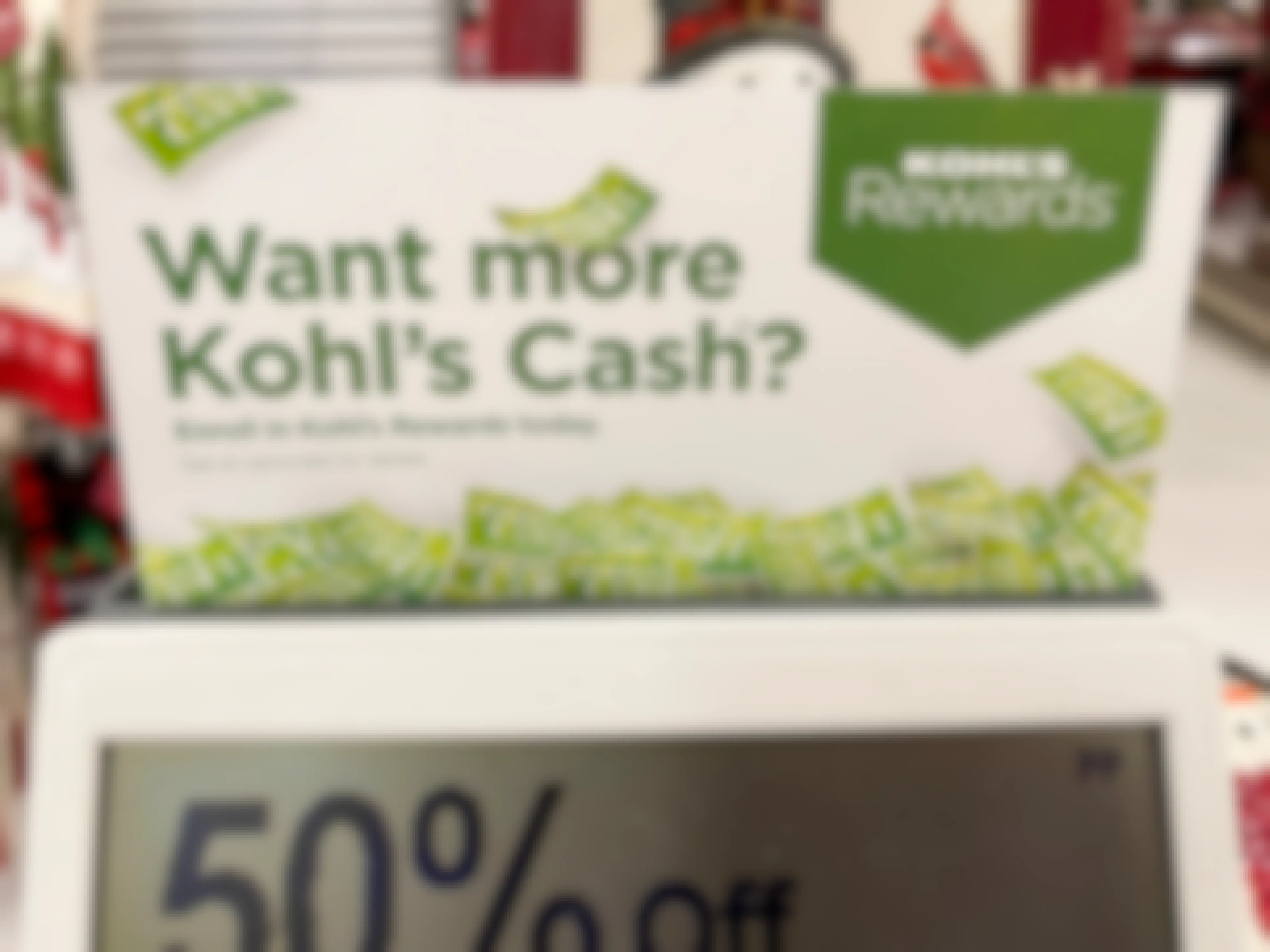 A Kohl's cash sign at Kohl's