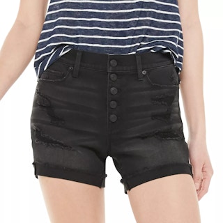 Juniors' Mudd® Destructed Frayed Hem Midi Shorts
