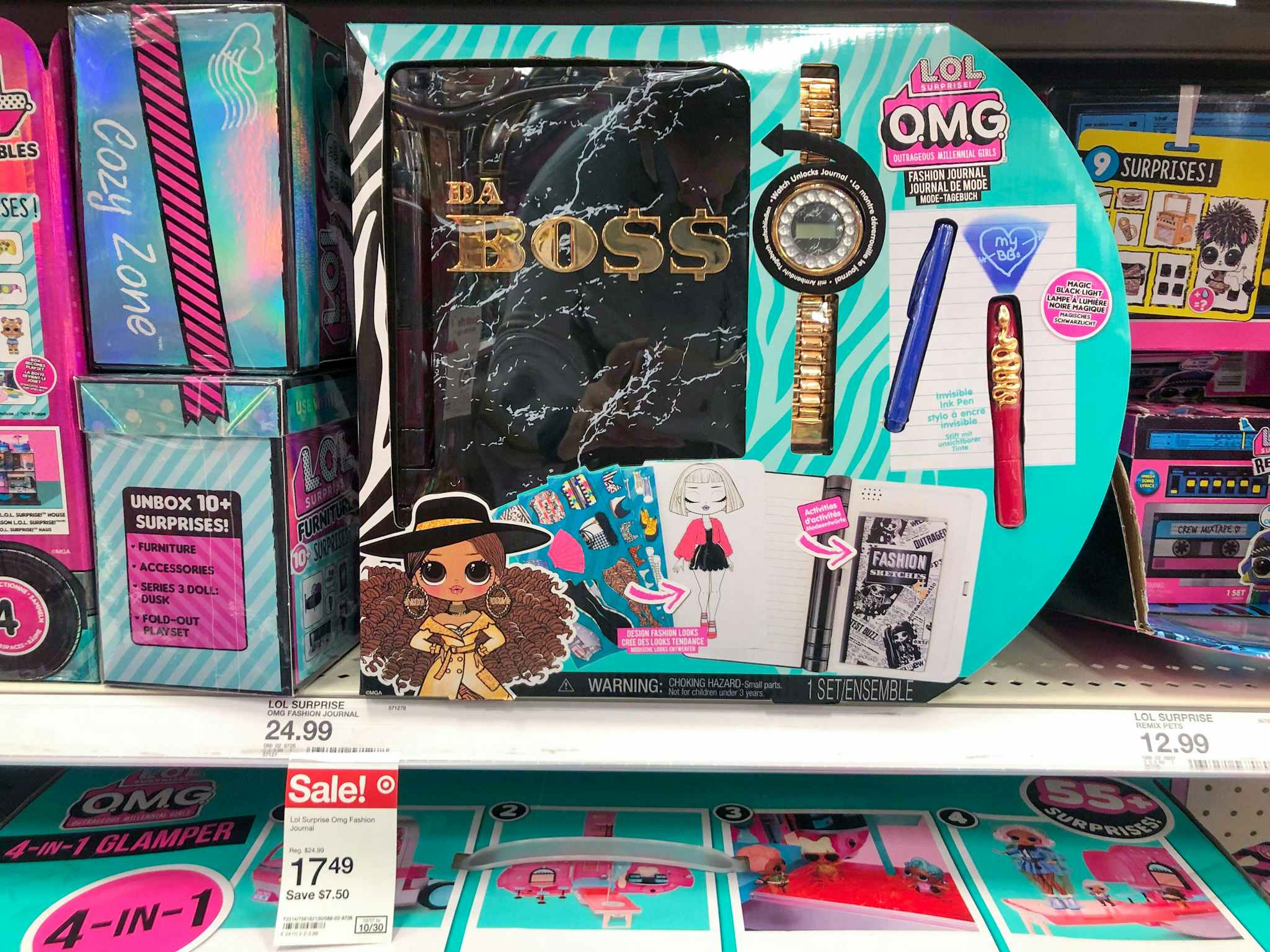 lol surprise fashion secret journal and watch on a target shelf