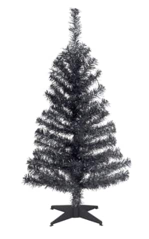 3ft. Unlit Black Tinsel Artificial Christmas Tree