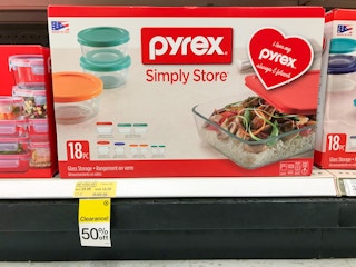 pyrex 18-piece storage set on a target shelf