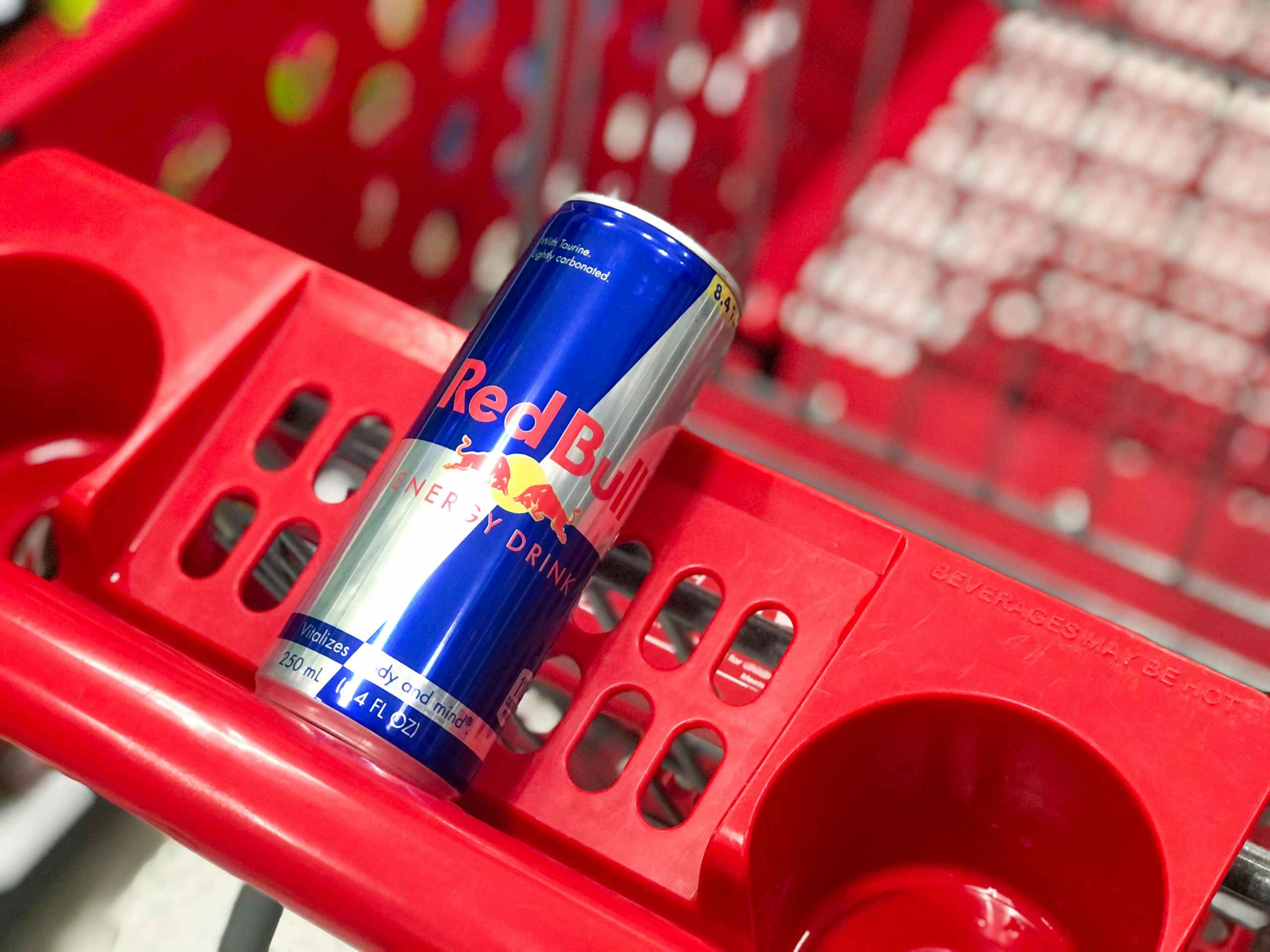 red bull can in Target shopping cart