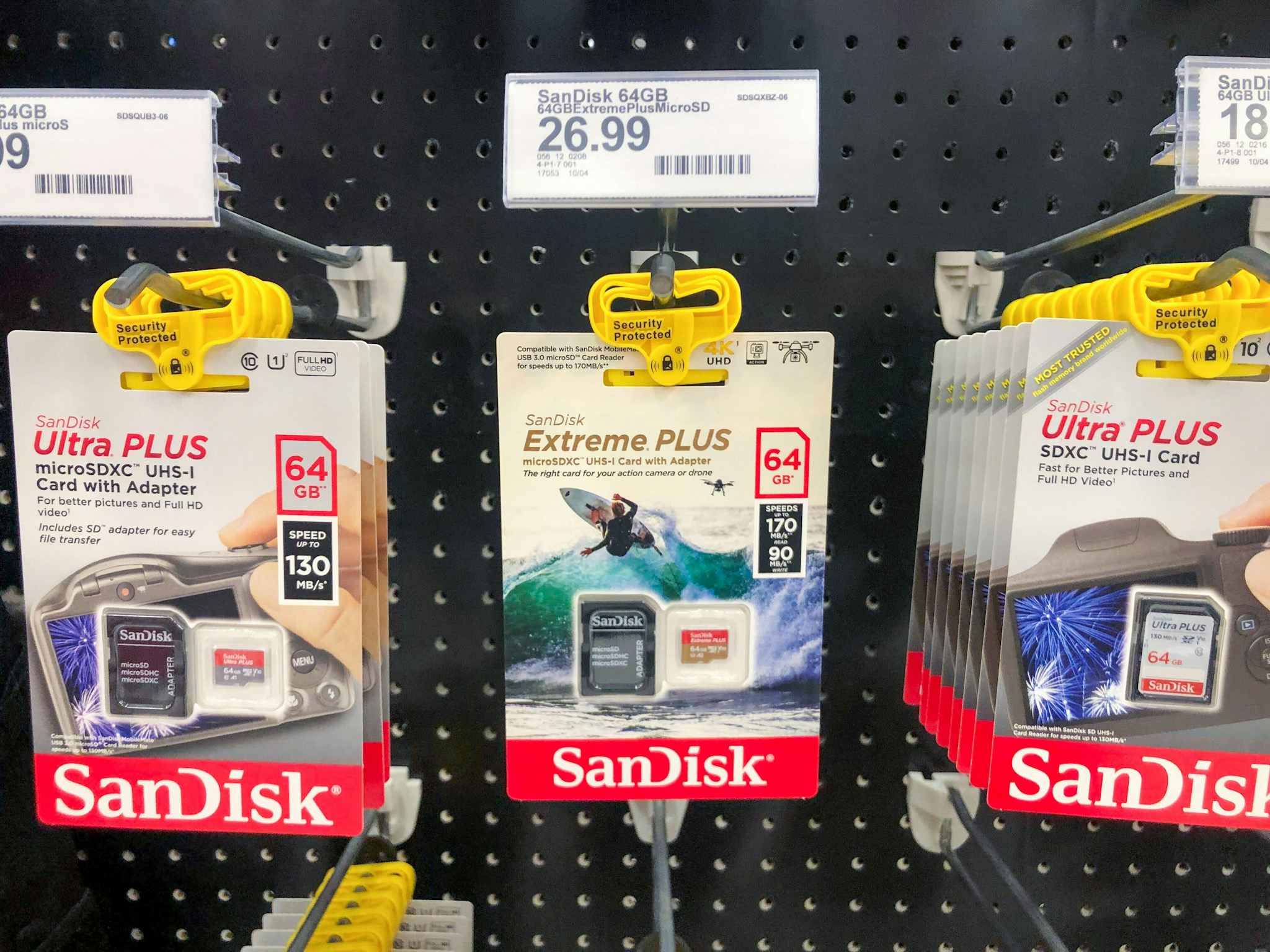 sandisk memory card on a target shelf