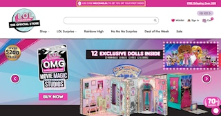 LOL Surprise site with 10% off first order circled