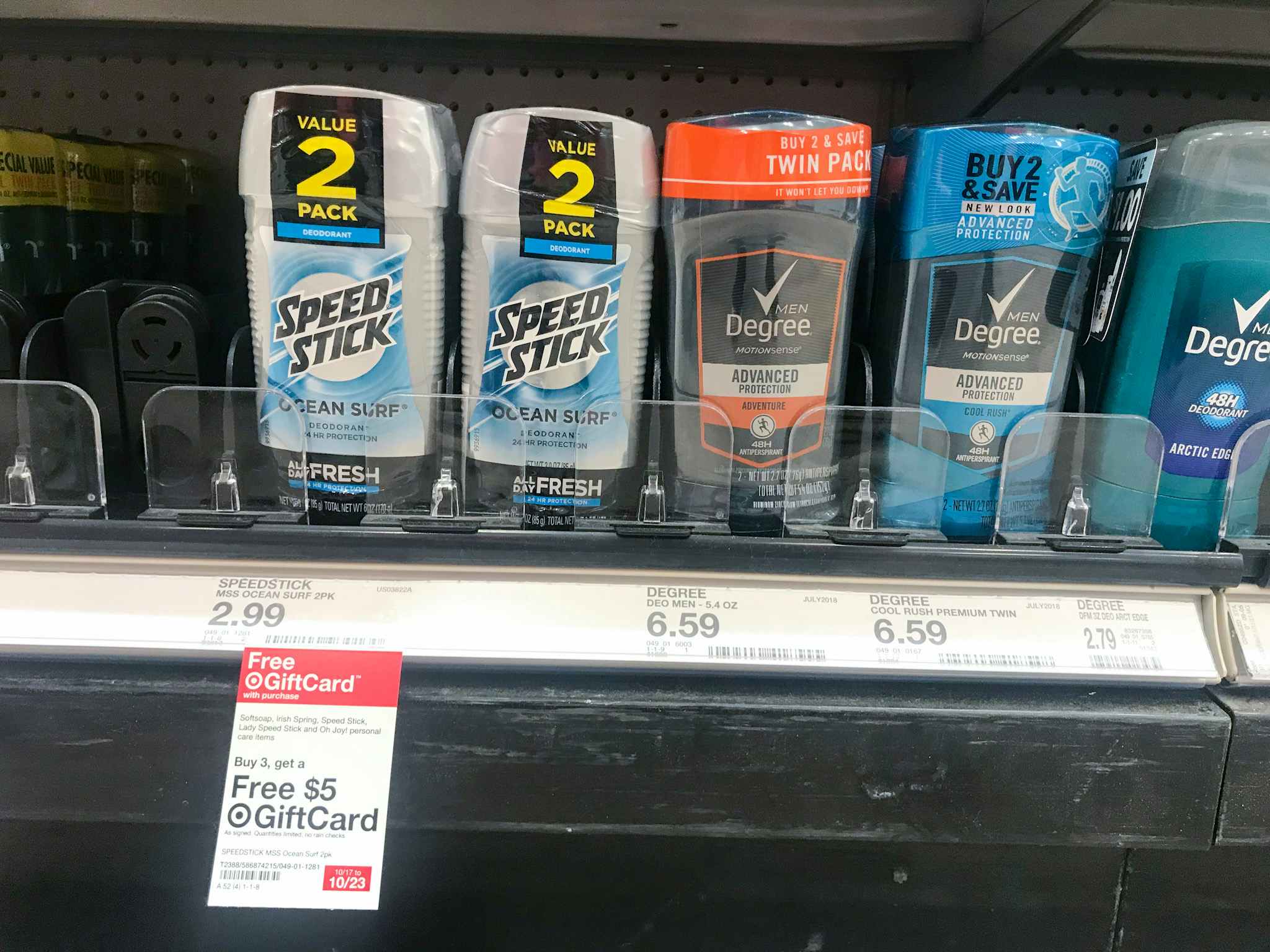 speed stick deodorant 2-pack on a target shelf