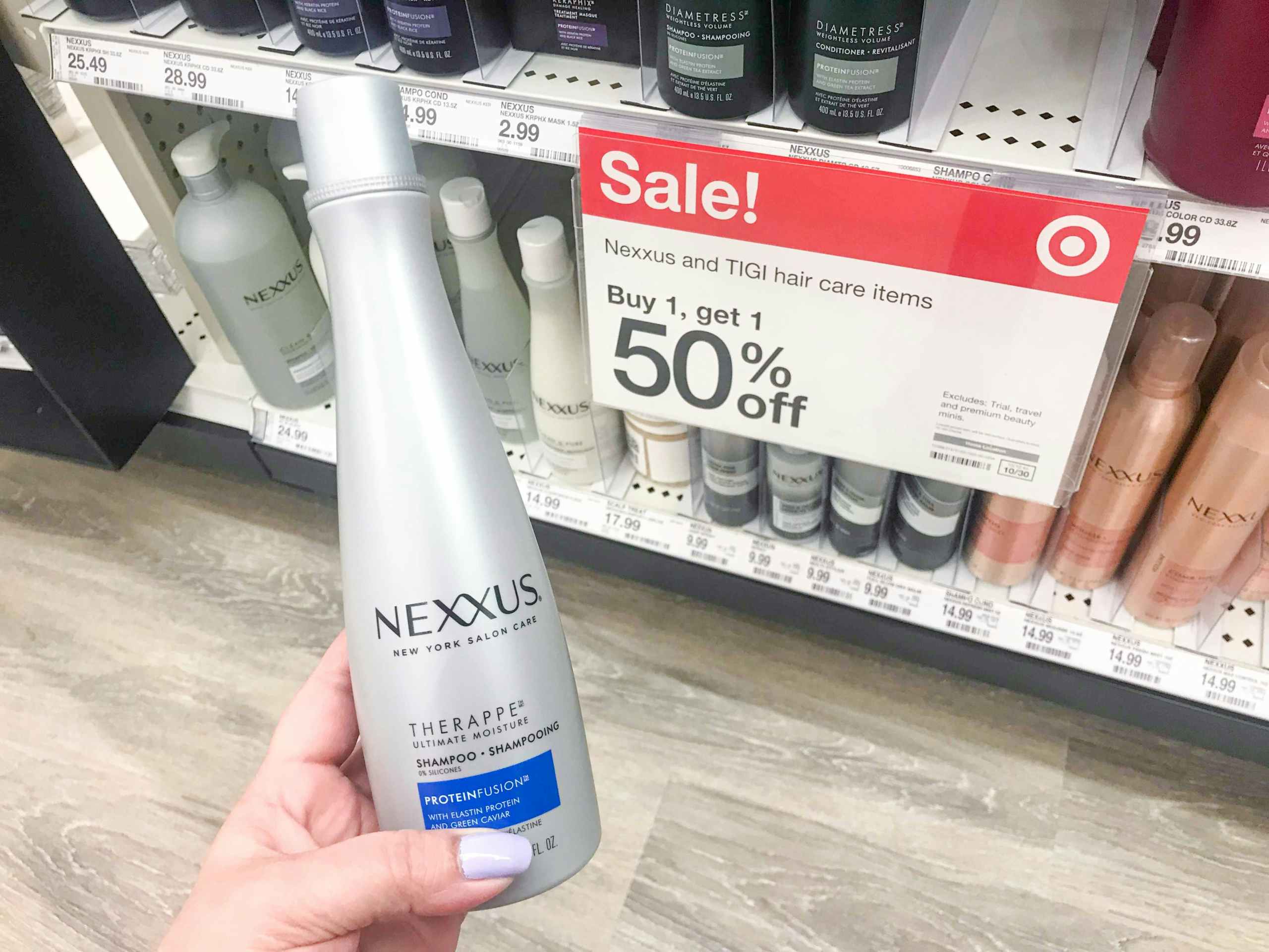 target nexxus therappe shampoo hand holding