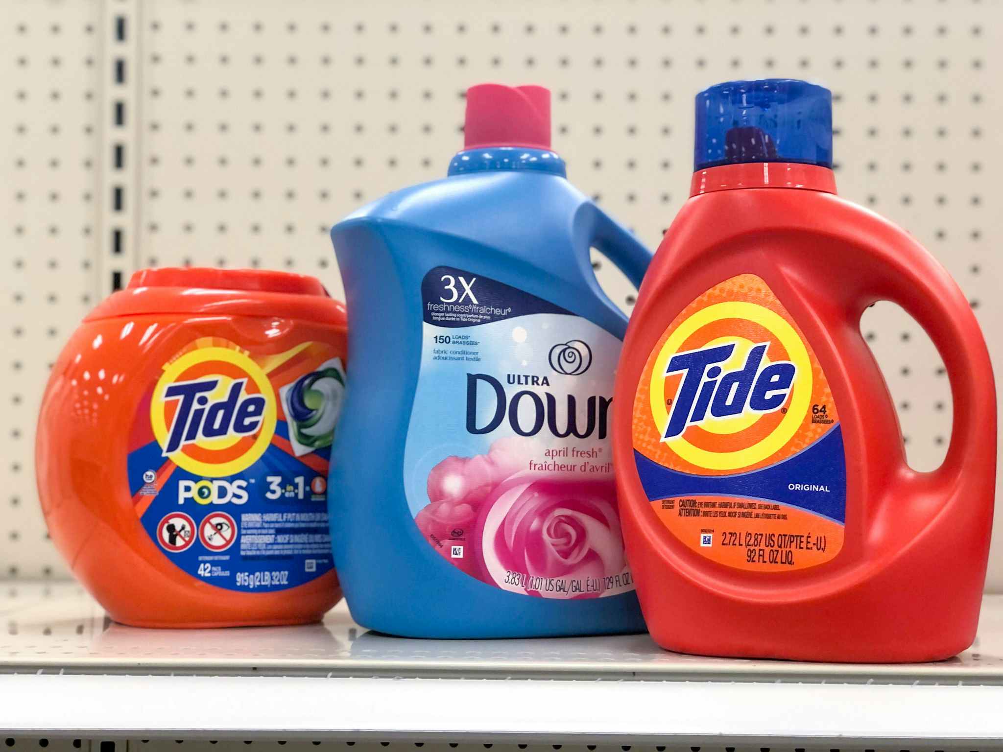 tide and downy on a target shelf