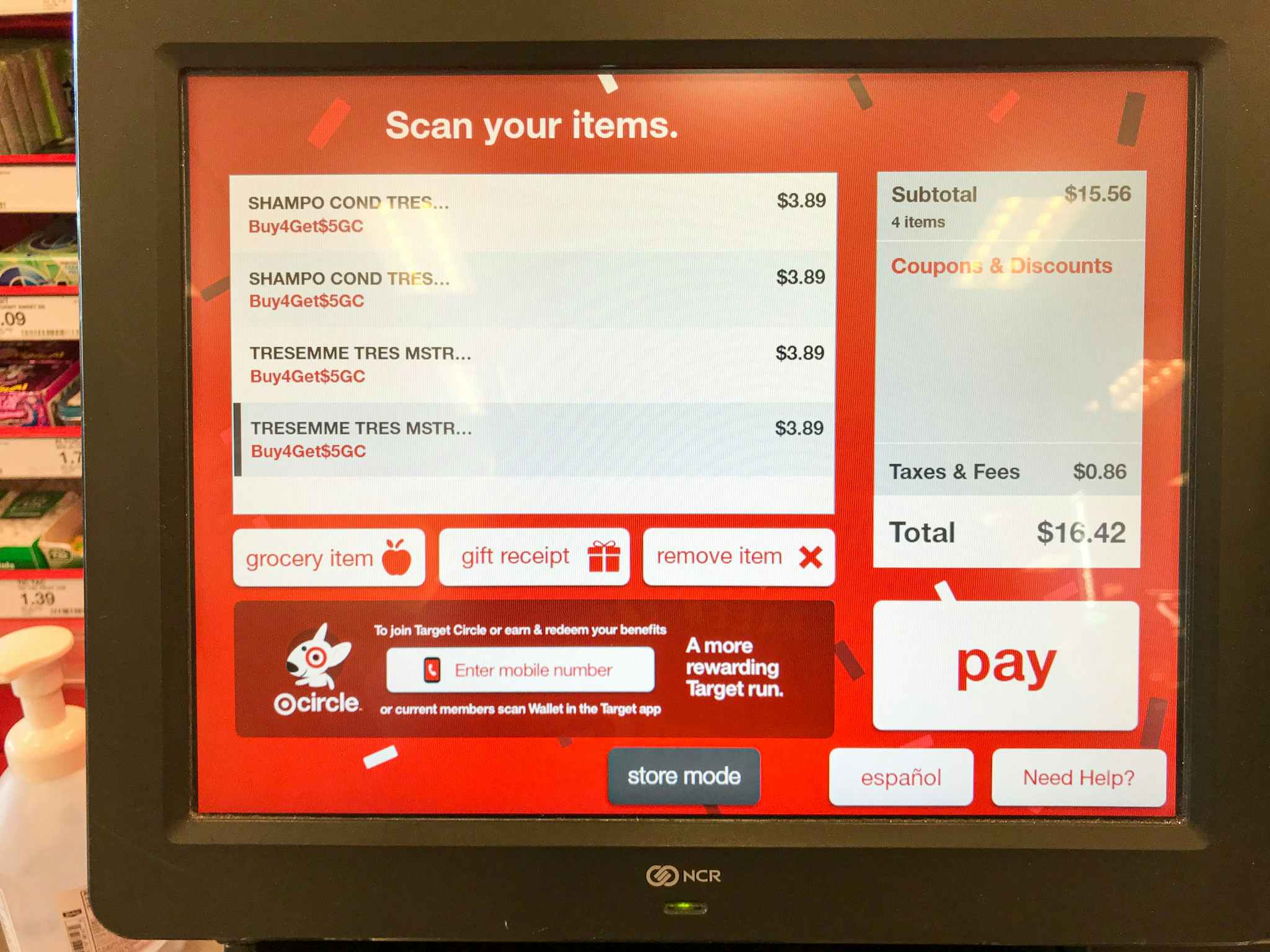 tresemme checkout screen at target