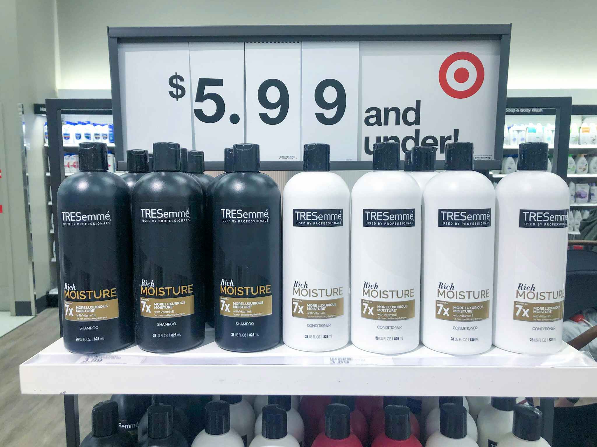 tresemme shampoo and conditioner on a target shelf