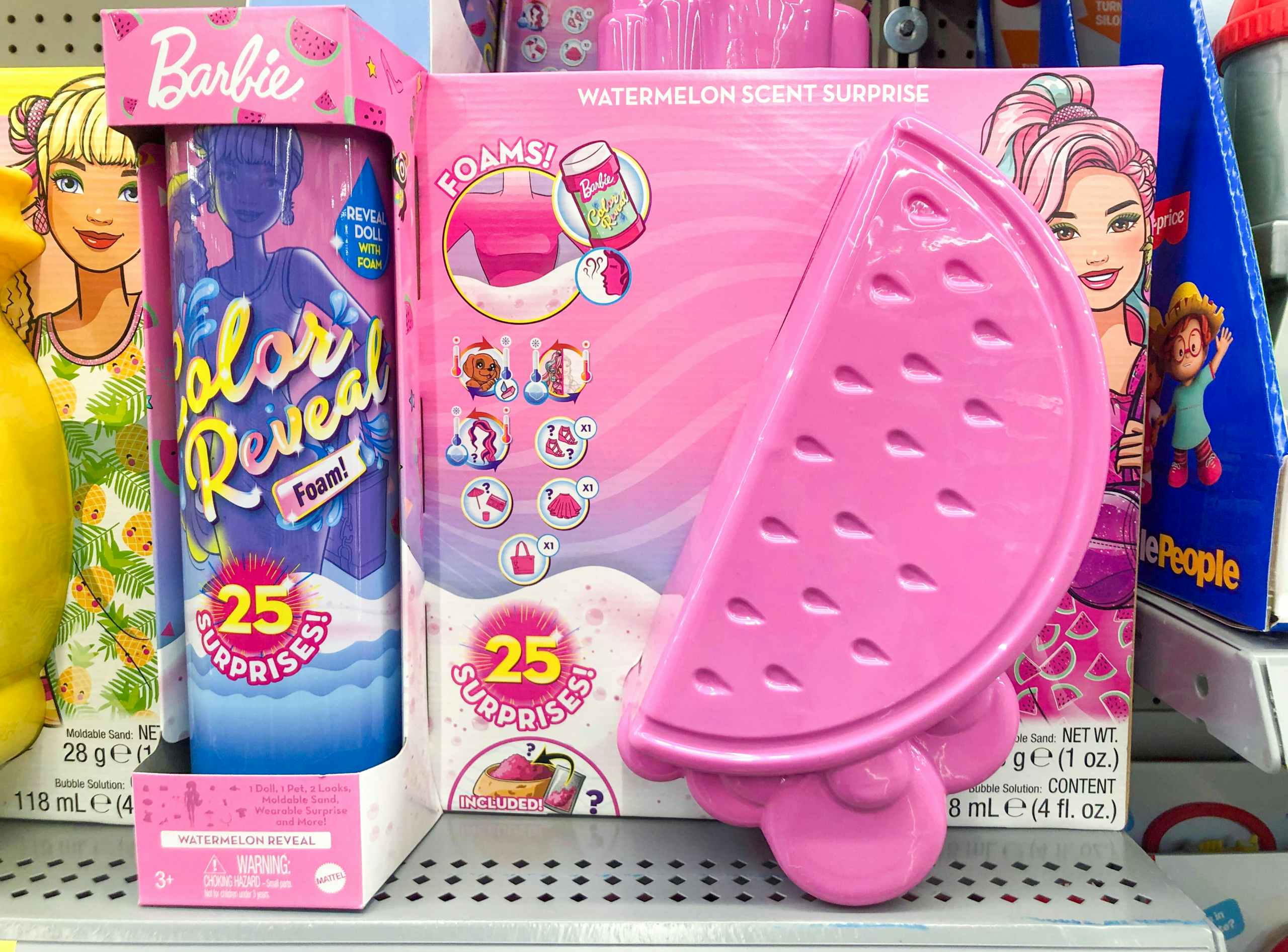 walmart barbie color reveal watermelon on shelf