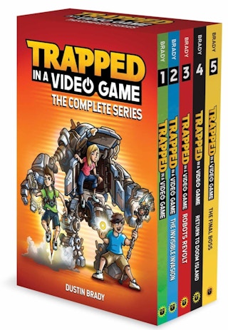 A complete set of the Trapped in a Video Game book series.