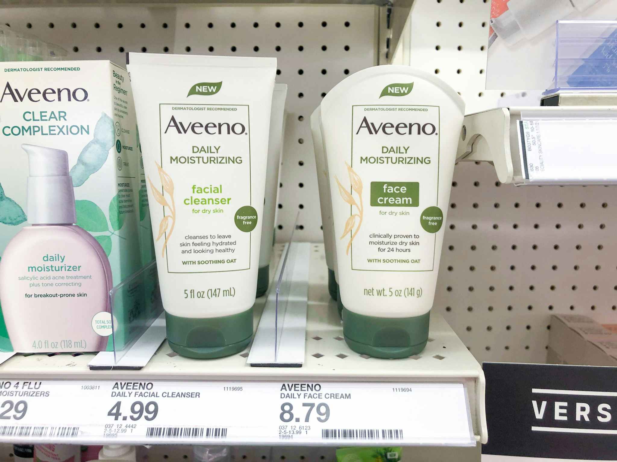 aveeno face cream on a target shelf
