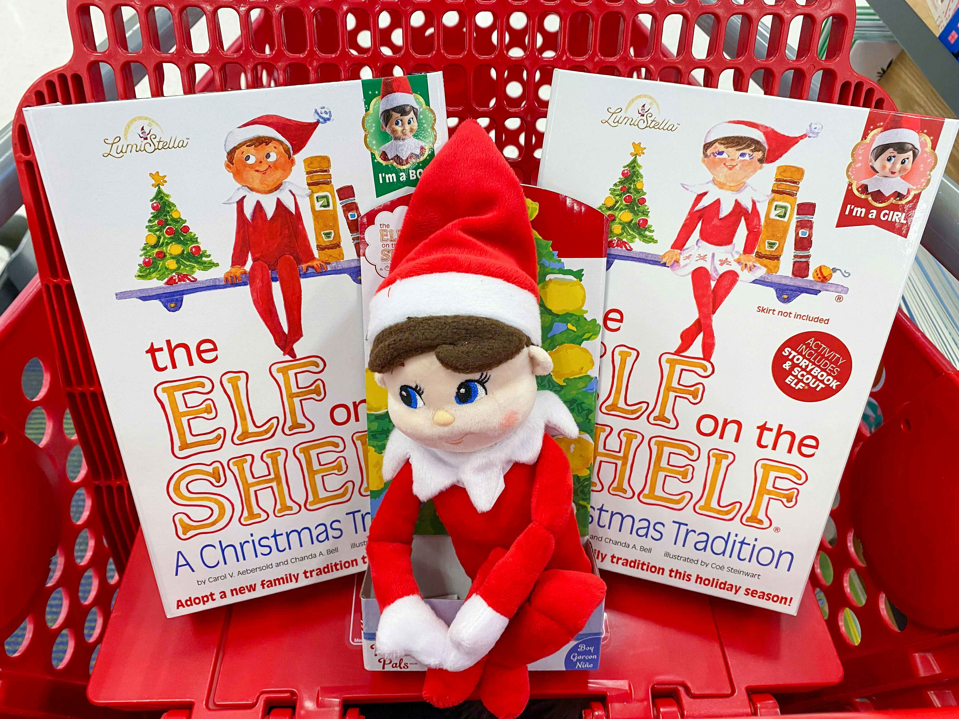 elf on the shelf in Target shopping cart